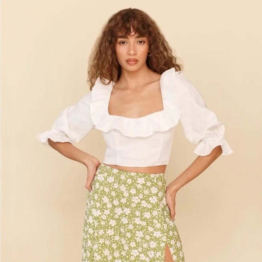 Reformation Edgewater Linen Top